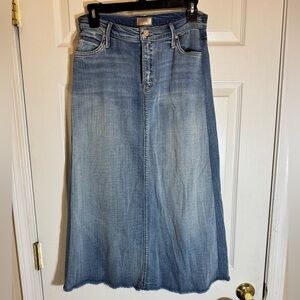 MOTHER A-Line Denim Skirt in Blue